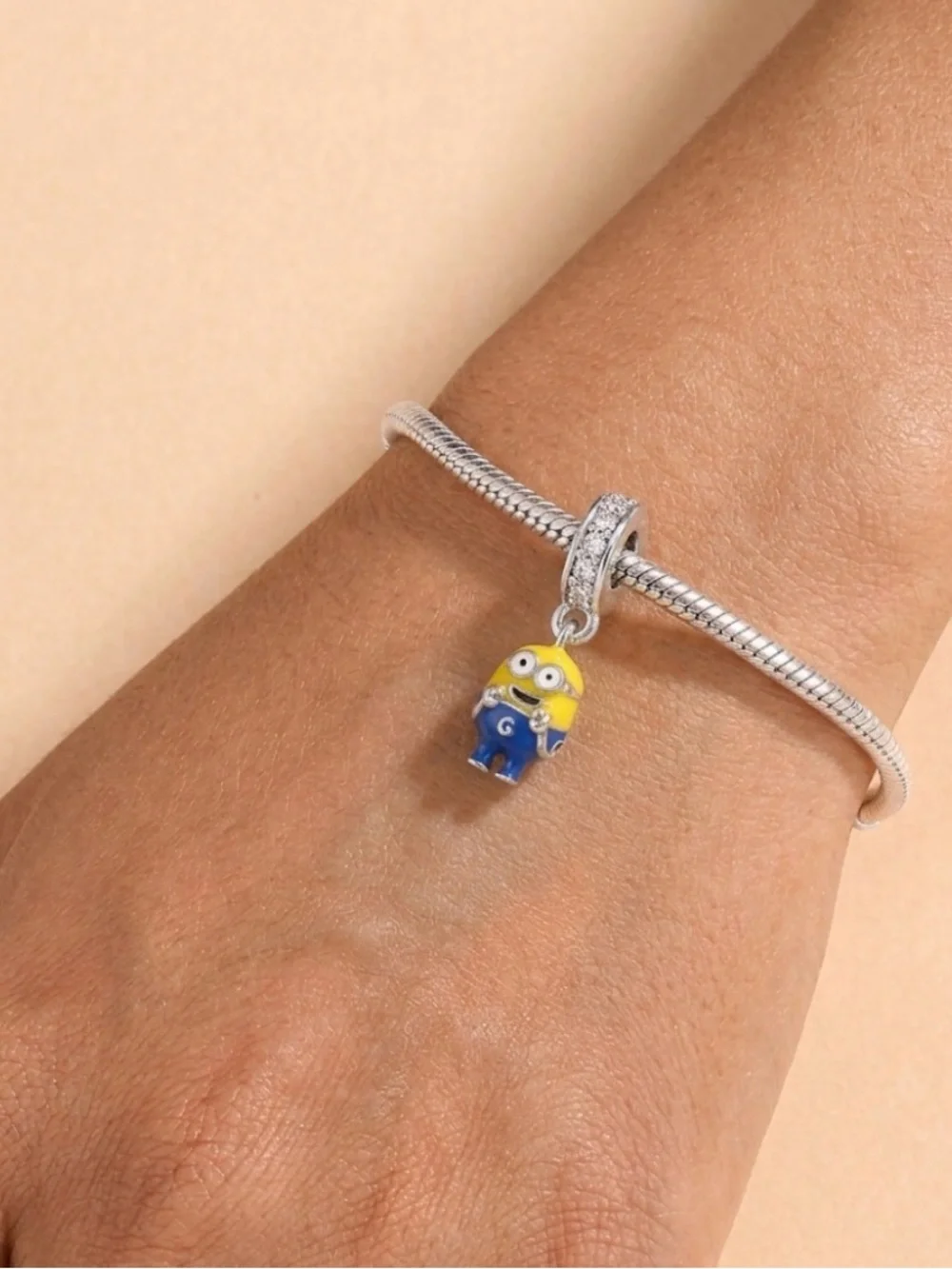 Sterling silver Yellow & Blue Minion Charm Pendant for Women Jewelry